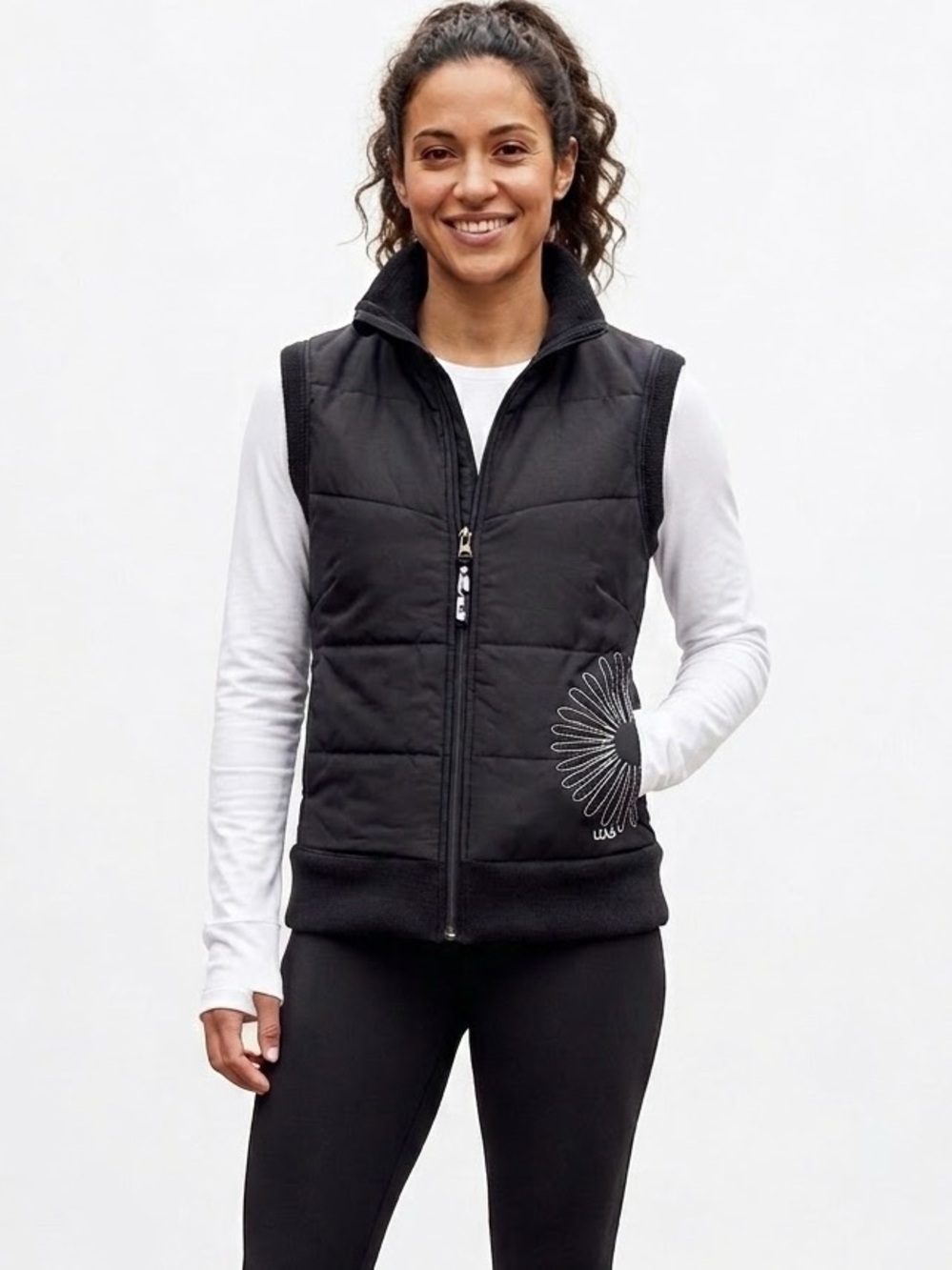 LOLE Black Quilted Vest - Women's Sleeveless Jacket size XS